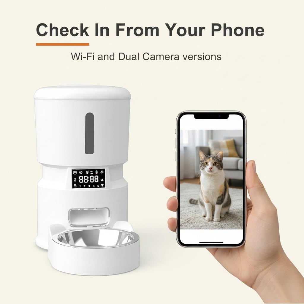 Check in on your pet from your phone with the Wi-Fi and Dual Camera versions